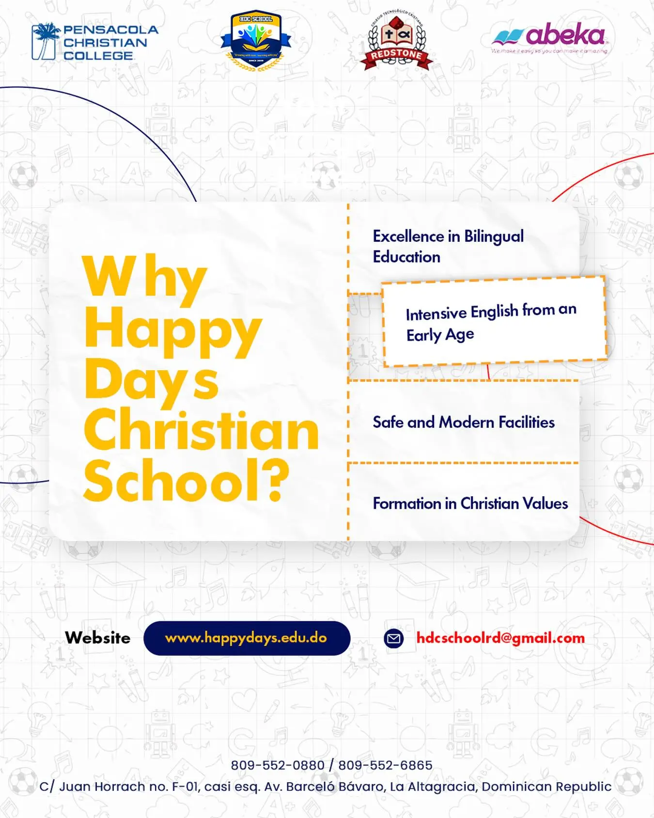 Choosing the right school shapes a child’s future — and at Happy Days Christian School, every step is guided with excellence, purpose, and heart. 💙✨ Here, students grow in a safe environment, develop strong bilingual skills, and build values that will accompany them throughout life. A brighter future begins with the right foundation… and that foundation starts here. 🌟📘 Visit our website and discover why HDCS is the perfect place for your child to learn, grow, and shine. ———————————————————————————— Elegir el colegio adecuado transforma el futuro de un niño — y en Happy Days Christian School cada paso se forma con excelencia, propósito y corazón. 💙✨ Aquí, los estudiantes crecen en un ambiente seguro, fortalecen sus habilidades bilingües y desarrollan valores que los acompañarán siempre. Un futuro brillante comienza con una base sólida… y esa base empieza aquí. 🌟📘 Visita nuestra página web y descubre por qué HDCS es el lugar ideal para que tu hijo aprenda, crezca y brille. #HappyDaysChristianSchool #HDCS #BilingualEducation #ChristianEducation #SafeSchool #ModernCampus #LearningWithPurpose #EducaciónBilingüe #ColegioCristiano #AprenderConValores #FormaciónIntegral #EducaciónDeCalidad #BilingualKids #FutureLeaders #HDCS2025 #Abeka #PensacolaChristianCollege