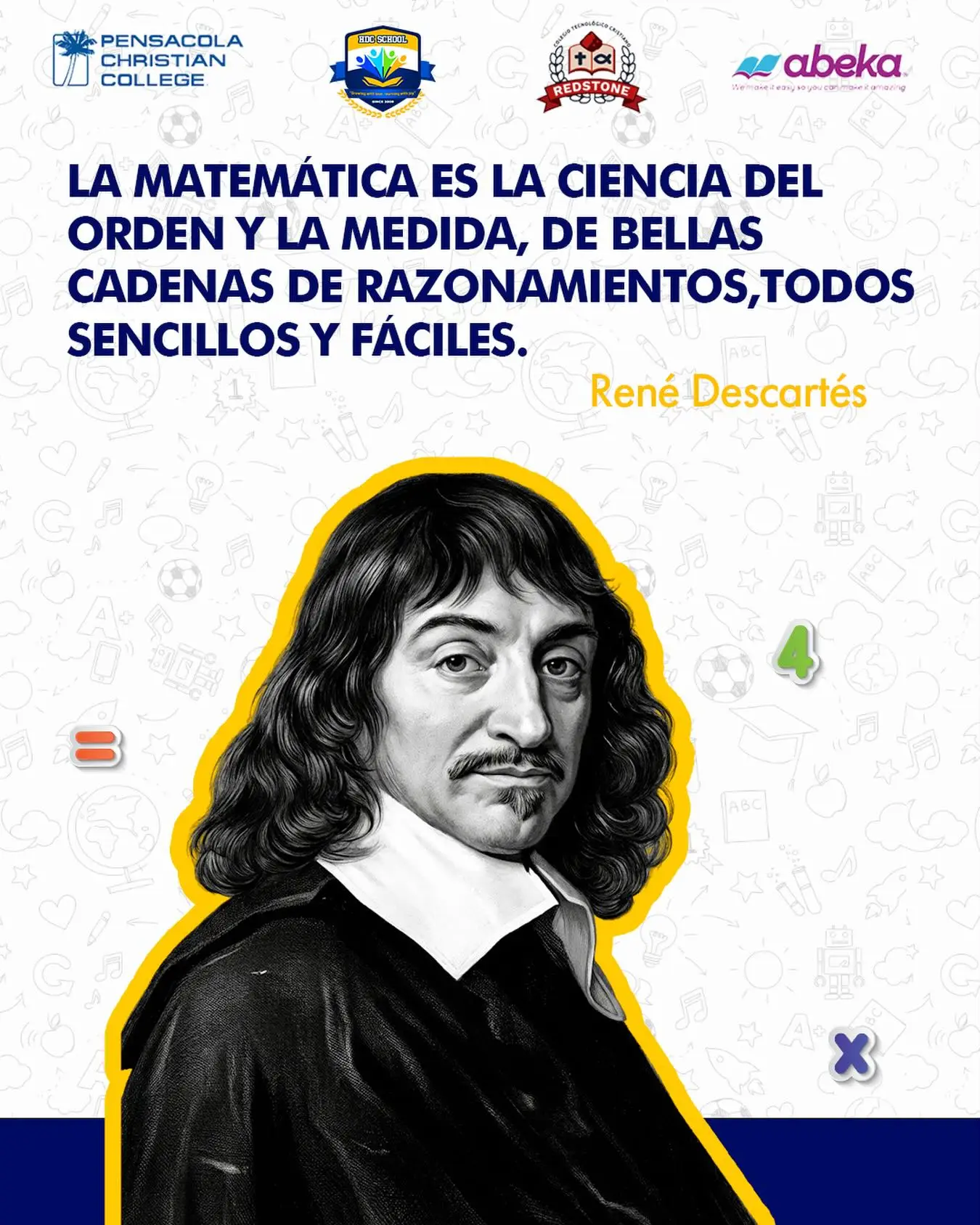 🔍✨ El orden del pensamiento también se aprende. La matemática nos enseña a observar, medir, comparar y razonar con lógica. No se trata solo de resolver ejercicios, sino de entrenar la mente para comprender el mundo con claridad. Como señalaba rené descartes, el conocimiento se construye a través de razonamientos simples y bien conectados. En hdcs fomentamos una forma de aprender que desarrolla criterio, análisis y confianza al pensar. 📘🧠 ———————————————————————————— 🔍✨ Order in thinking can be learned. Mathematics teaches us to observe, measure, compare, and reason logically. It is not just about solving problems, but about training the mind to understand the world clearly. As rené descartes pointed out, knowledge is built through simple and well-connected reasoning. At hdcs, we encourage learning that develops judgment, analysis, and confidence in thinking. 📘 🧠 #PensamientoOrdenado #MatemáticaInteligente #AprenderConLógica #EducaciónQueForma #HDCS #HappyDaysChristianSchool #FormaciónIntegral #PensamientoCrítico #StructuredThinking #SmartMath #LearningWithLogic #EducationThatBuilds